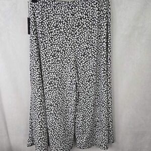 Vince Camuto Black White Floral Wide Leg Cropped Pants Palazzo XL